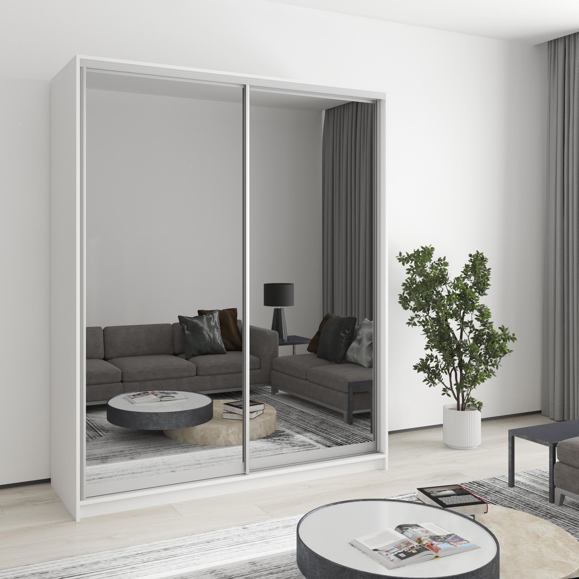 Шкаф-купе двухдверный MebelStar Стандарт AL 2 зеркала 170x60x210 см Аляска белый (MBS-2520)