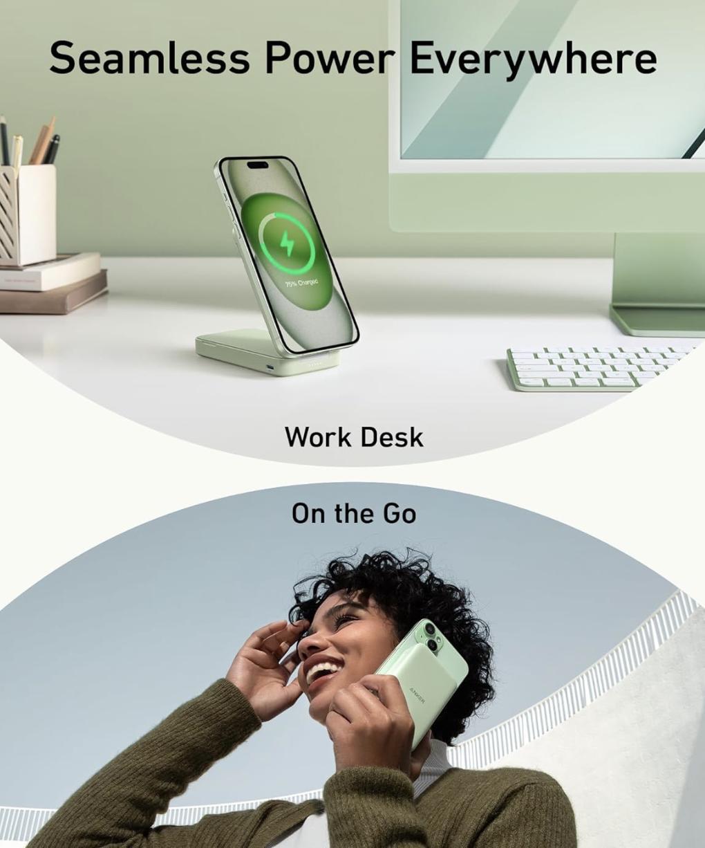 Повербанк Anker MagGo 6600 mAh 15W QI2 Green (2250788352) - фото 5 Повербанк Anker MagGo 6600 mAh 15W QI2 Green (2250788352) - фото 5