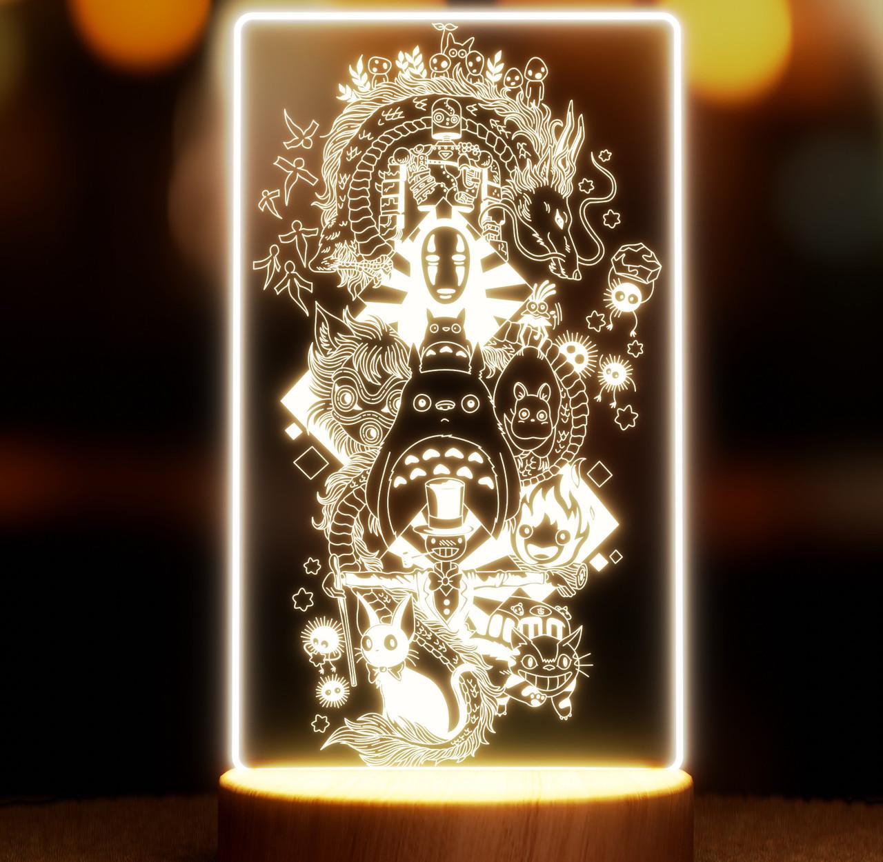 Ночник-светильник Lampic Унесенные привидениями USB дерево/акрил 13х24 см Желтый (32377415)