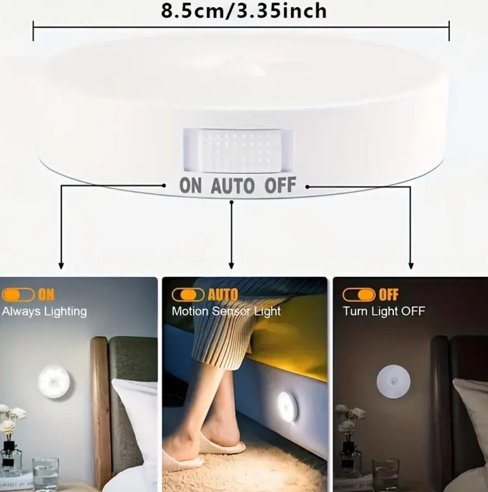 Нічник LED з датчиком руху на акумуляторі з перемикачем USB Ø 8,5 см (2822259817) - фото 4