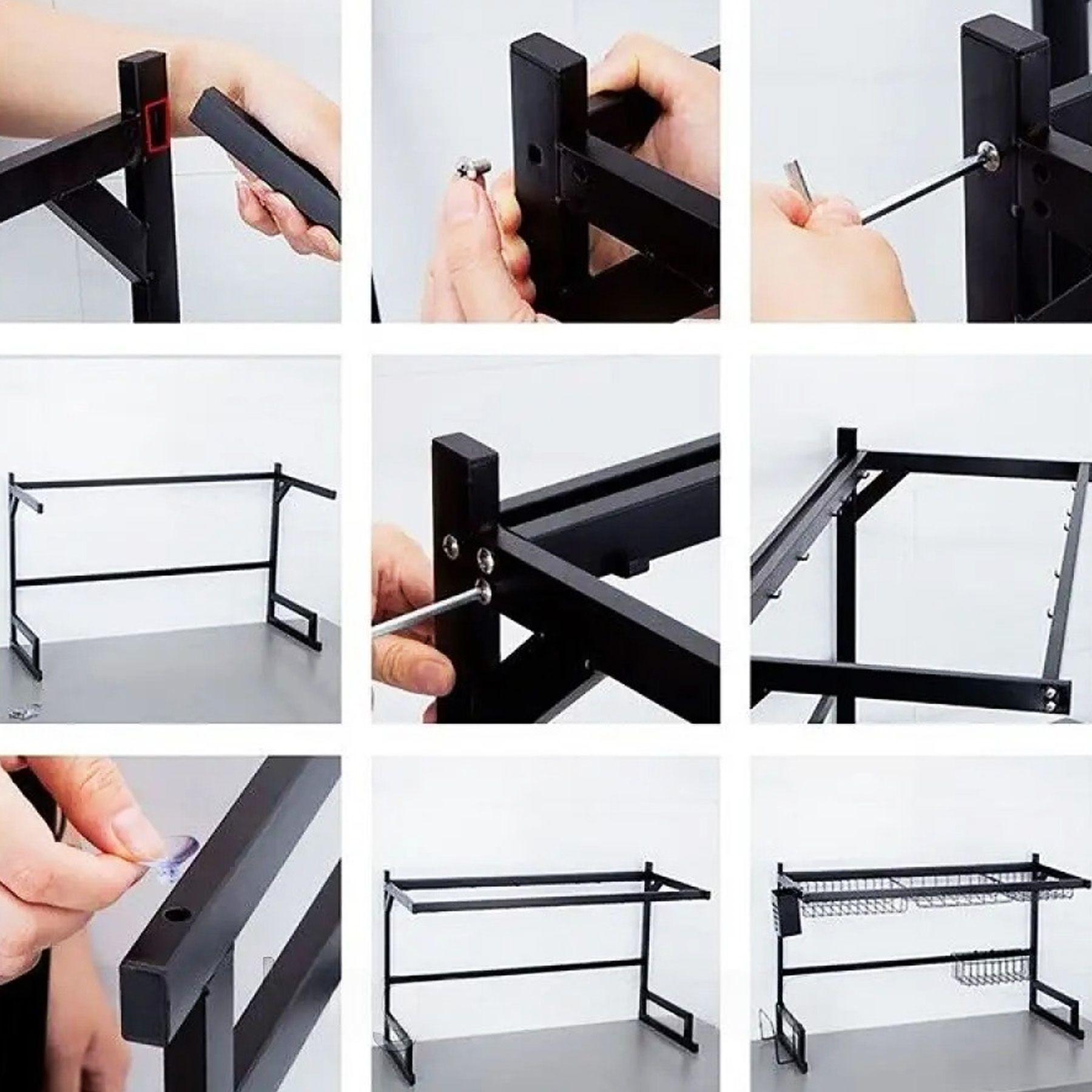 Сушарка кухонна для сушіння посуду над раковиною Kitchen Rack Чорний - фото 14 Сушарка кухонна для сушіння посуду над раковиною Kitchen Rack Чорний - фото 14