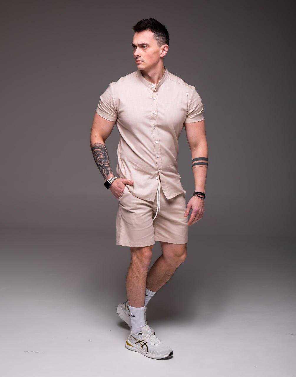 Костюм мужской льняной M Бежевый (2350/2/2)