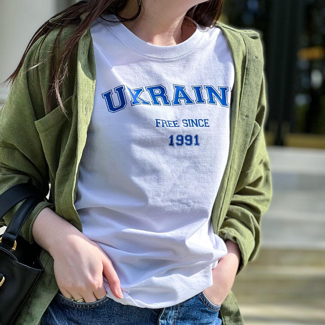Футболка патриотическая унисекс Ufree s Свободная Украина с 1991 М Белый (20013-1-M)