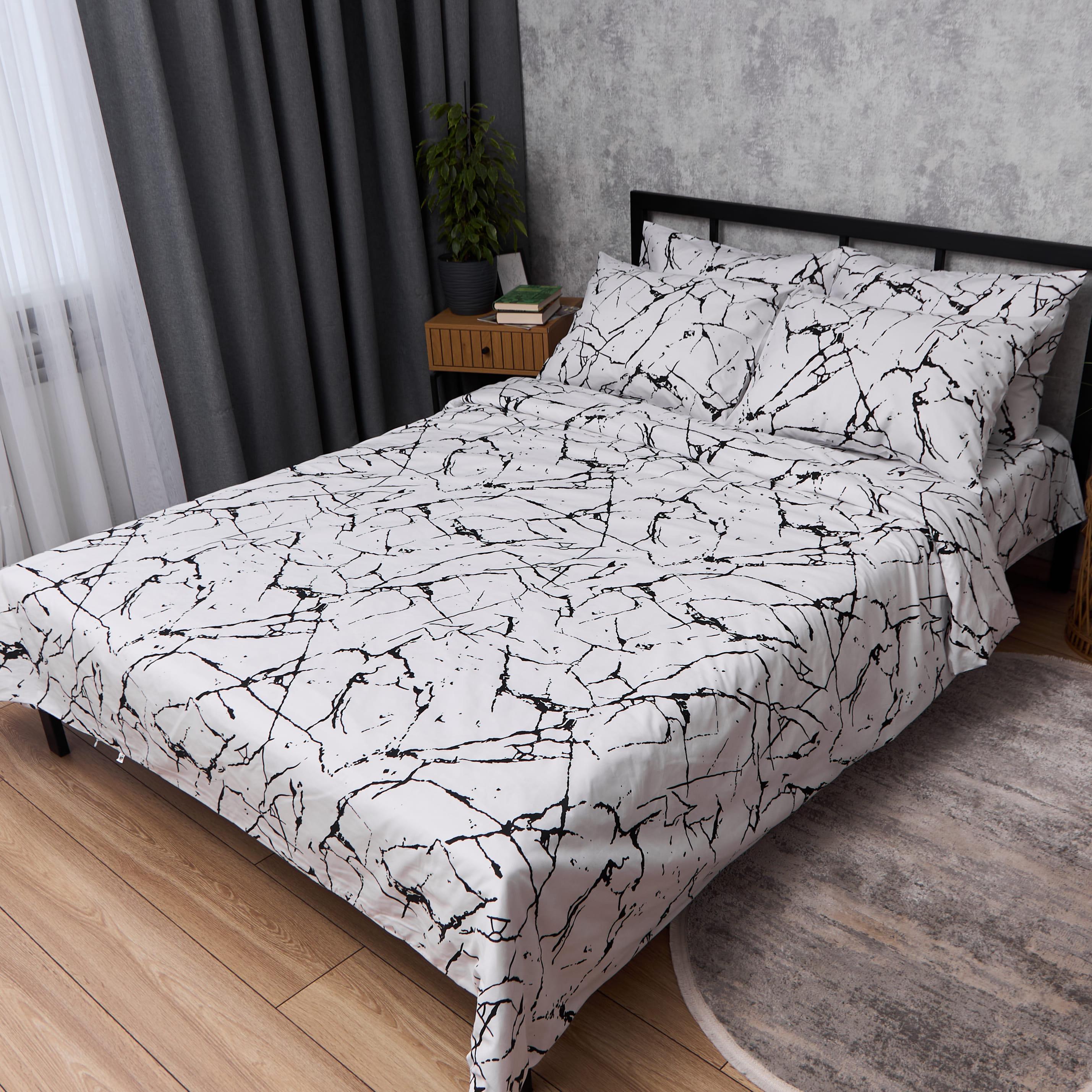 Комплект постельного белья Moon&Star Бязь Gold Люкс White Marble евро 200х220 см наволочки 2 шт. 70х70 см (MS-820015657)