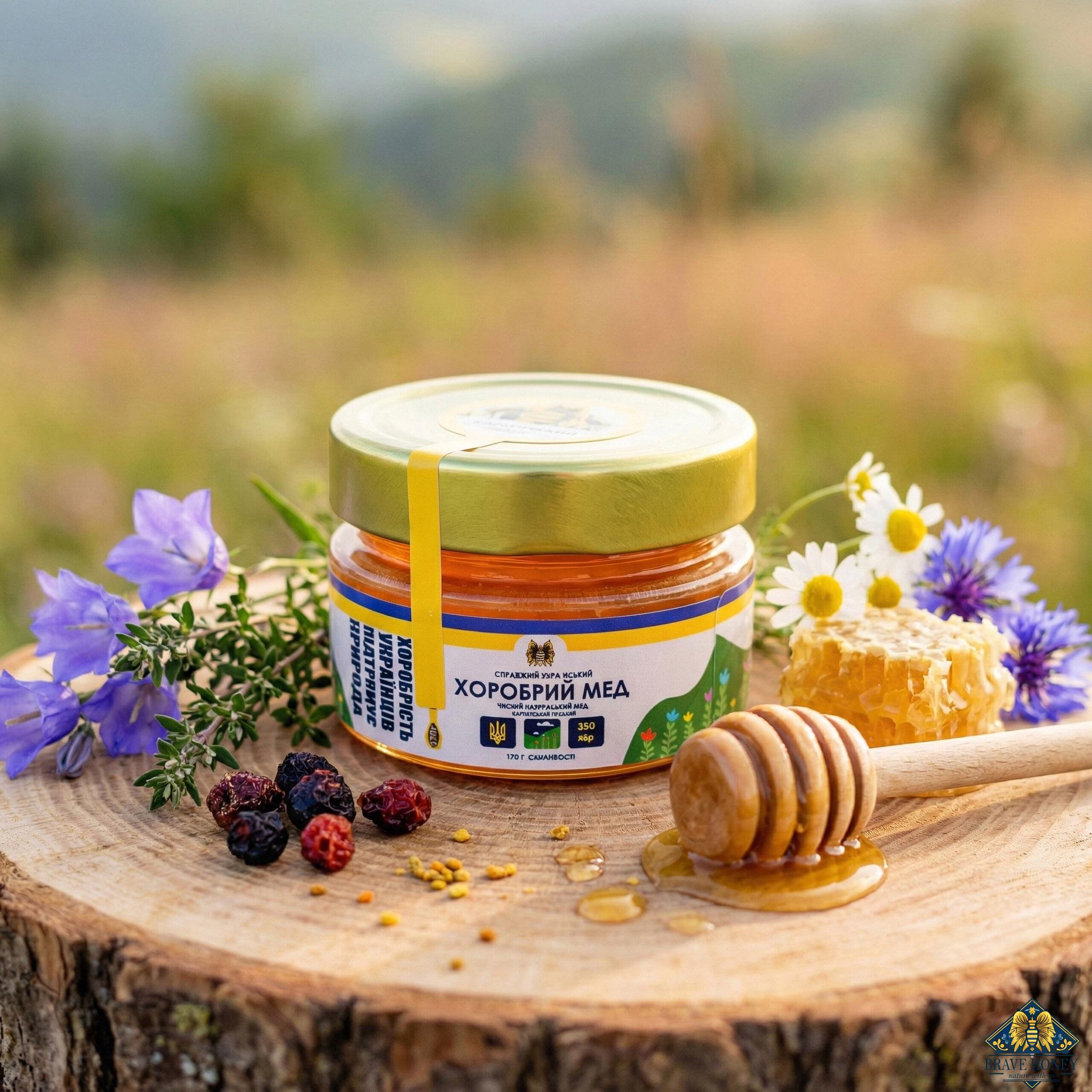 Мед карпатський гірський Brave Honey 100% натуральний 170 г (brv-cm-01-170-u)