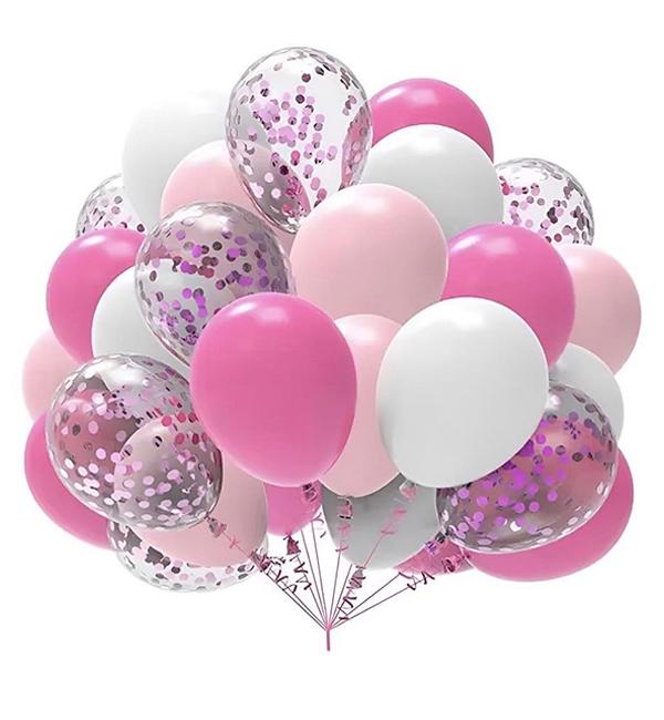 Набір повітряних куль 30 см 37 шт. Рожевий /Білий (1353930)