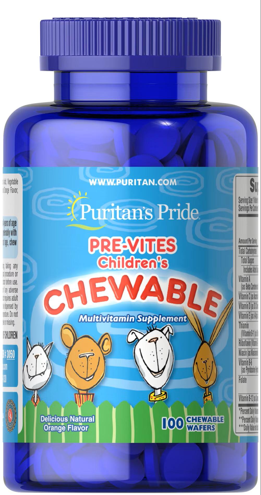 Мультивітаміни Puritan's Pride Pre-Vites Childrens Multivitamin для дітей 100 таблеток