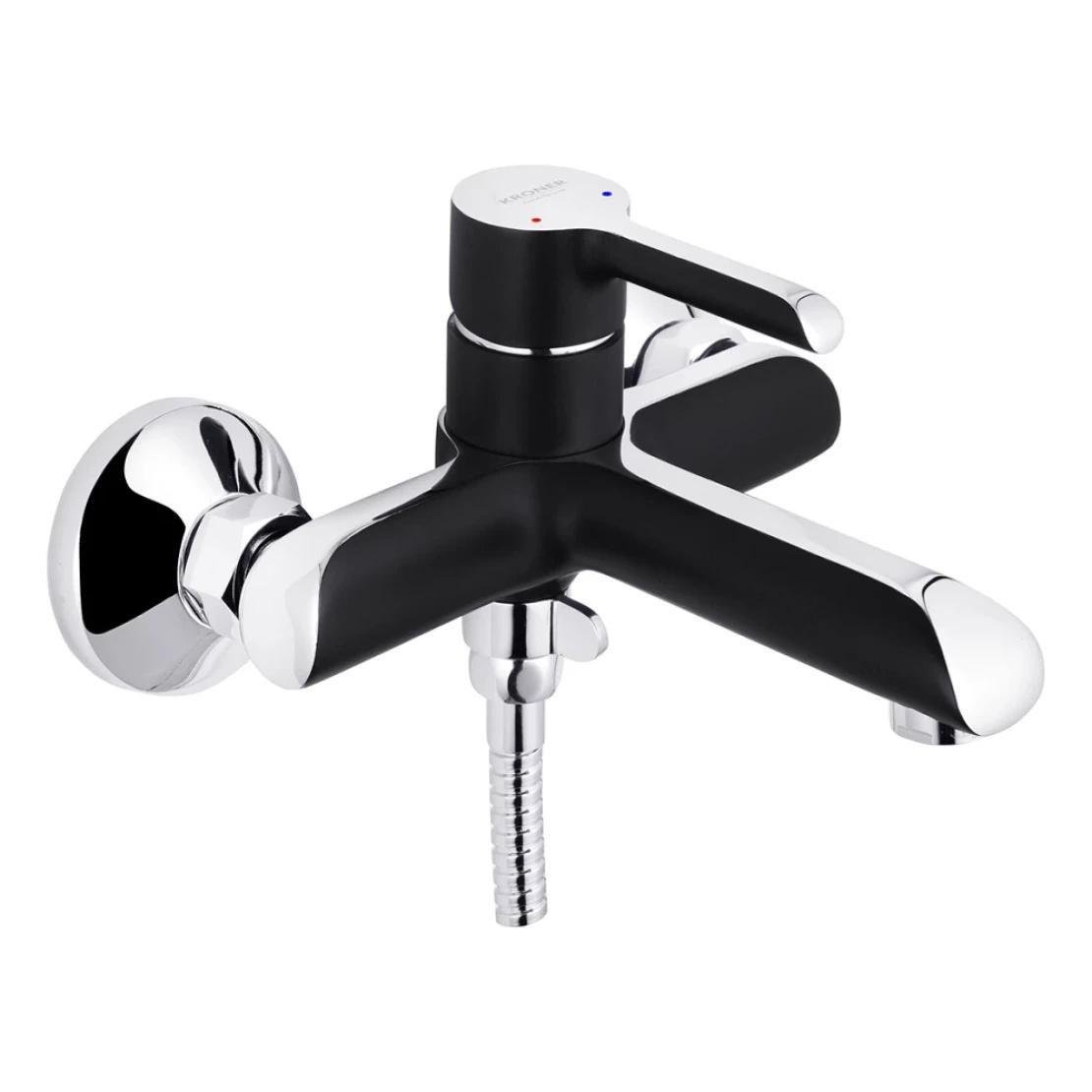 Смеситель для ванны Kroner KRP Essen SCH060 с душевым гарнитуром Хром/Черный (CV024326)