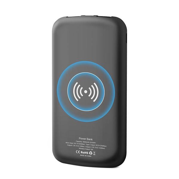 Повербанк Power Bank с беспроводной зарядкой Shine 8000 mAh Black - фото 1