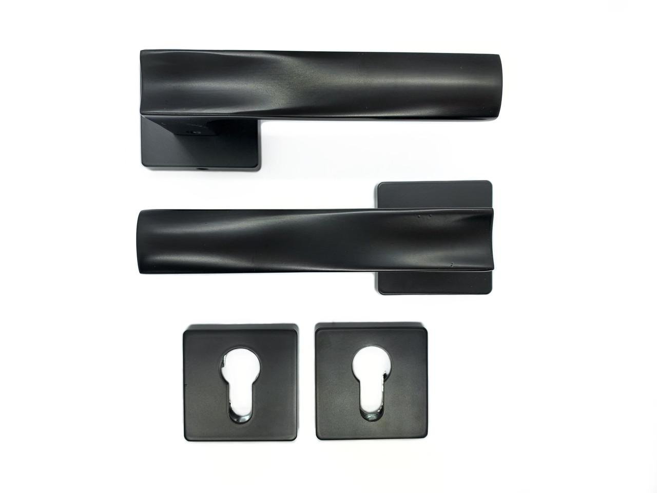 Ручка дверна на розетах Vortex AS-16 matte під циліндр Black