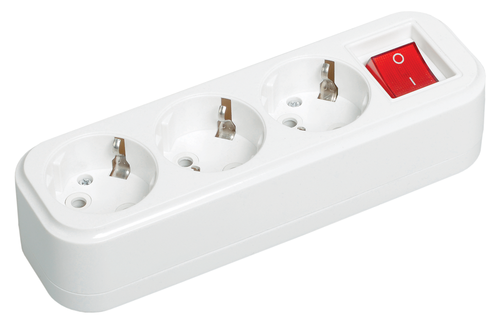 Розетка переносная УЭК К03В Classic 16A IP20 3 места с выключателем пластик (KYP11-16-03-00-ZK)