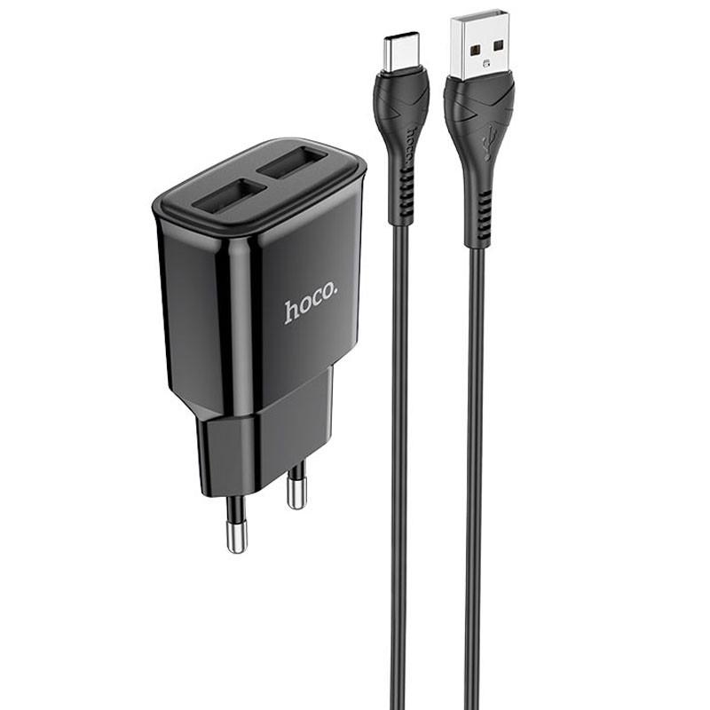 Сетевое зарядное устройство Hoco C88A 2USB 2,4A Type-C Черный (00000055840_2) - фото 1