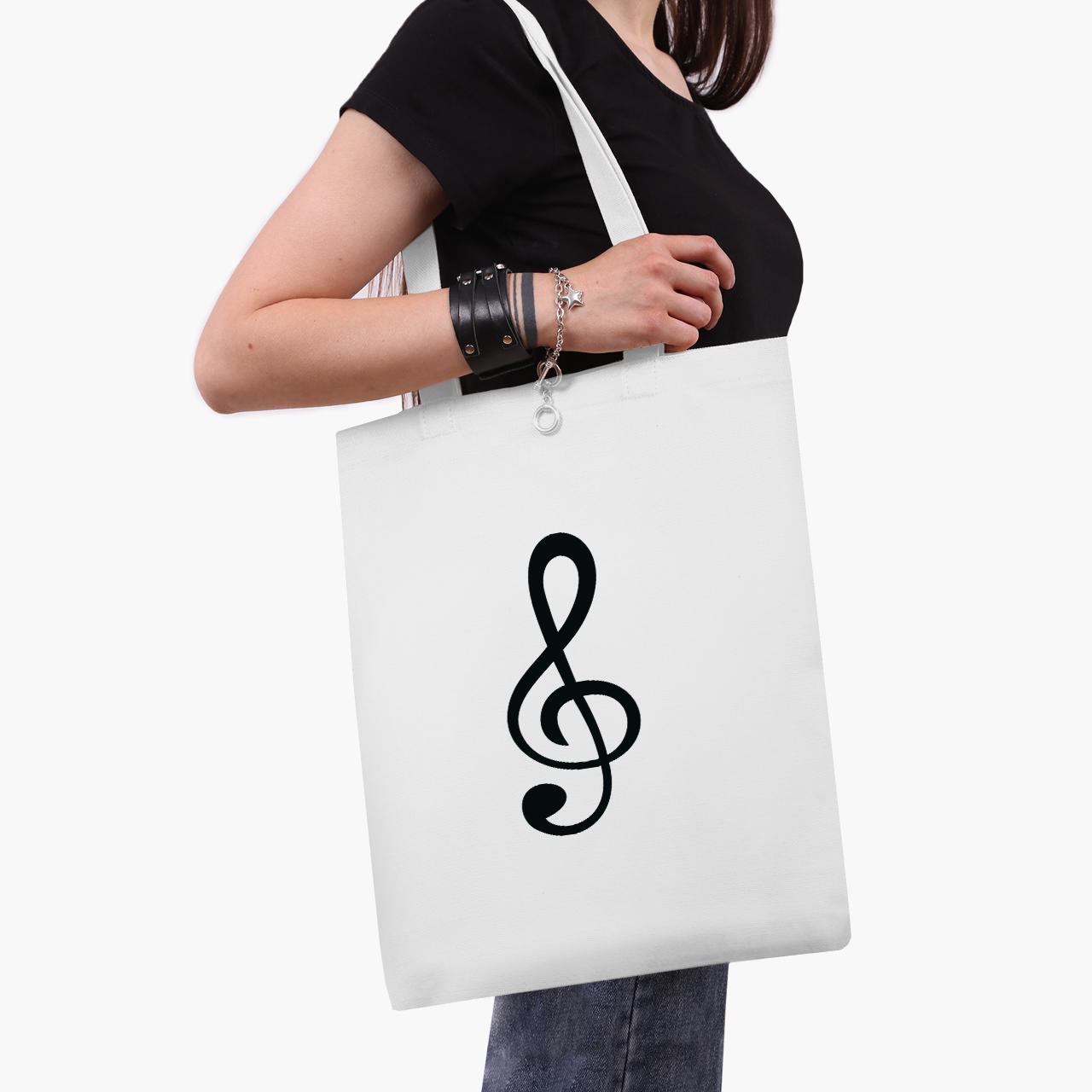 Эко сумка шоппер Скрипичный ключ 41х35 см Белый (9227-2086-WT1)