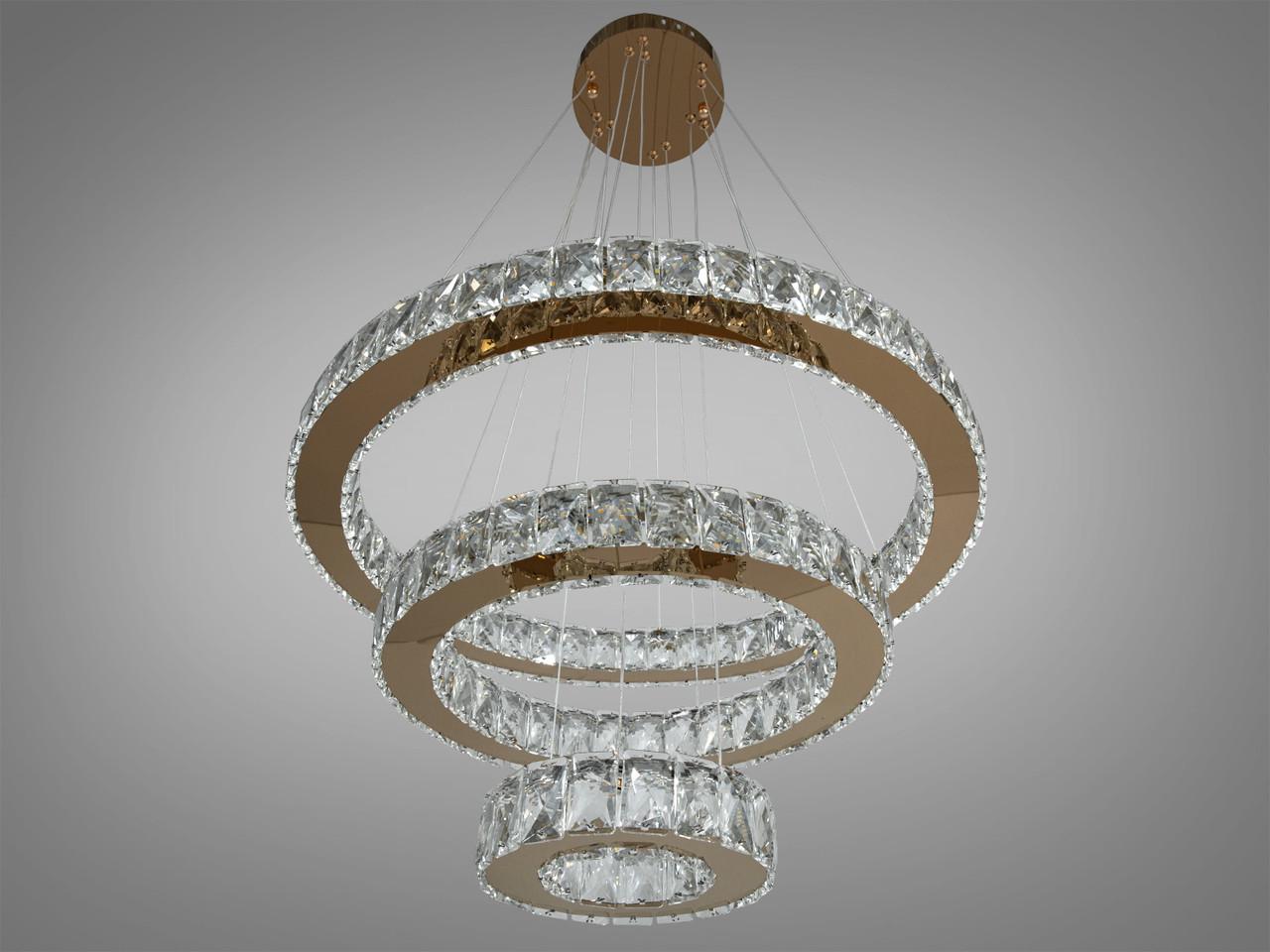 Люстра LED для холу 7201-8A-580+400+200G-LS 66W на 10м2 Золотий (2206779571)