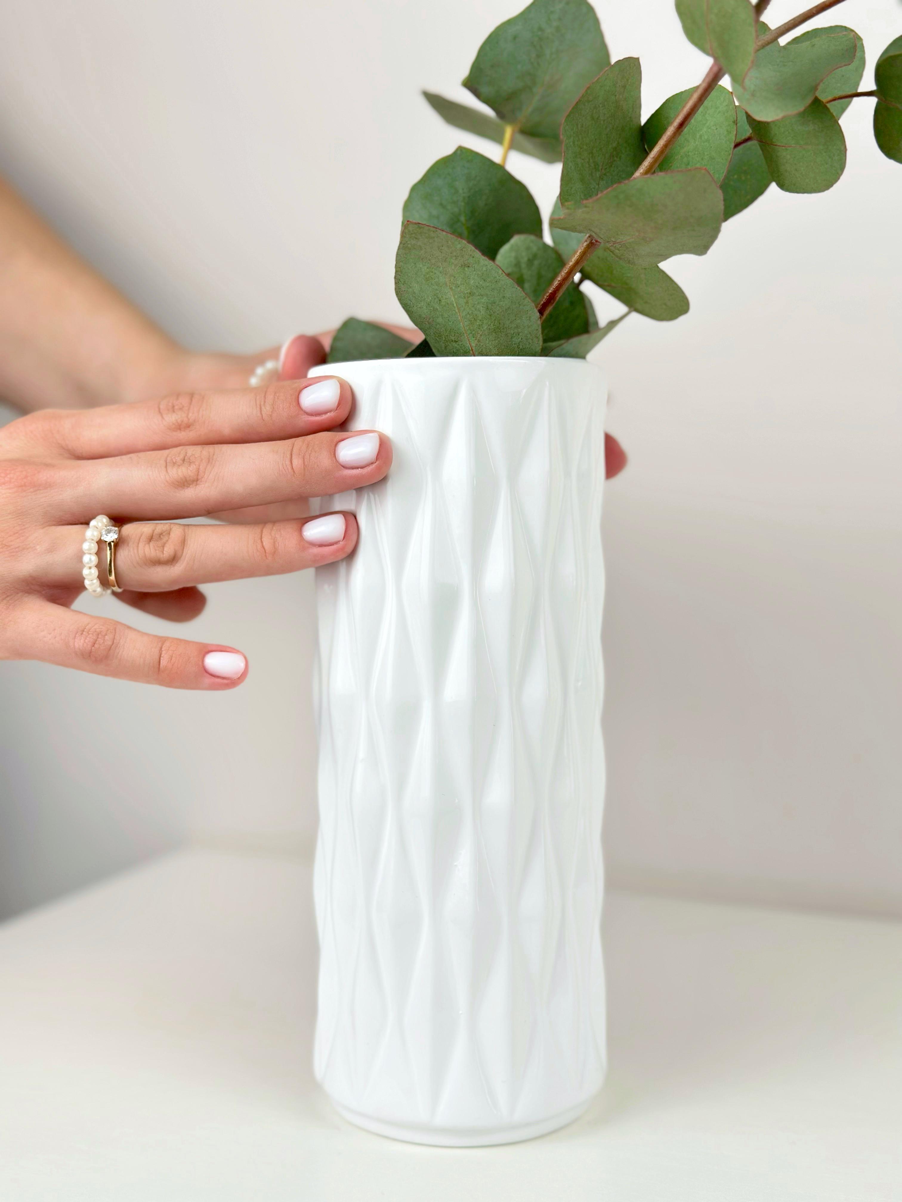 Ваза для квітів і декору керамічна глиняна Кристал 20 см Білий (4001-11) - фото 6