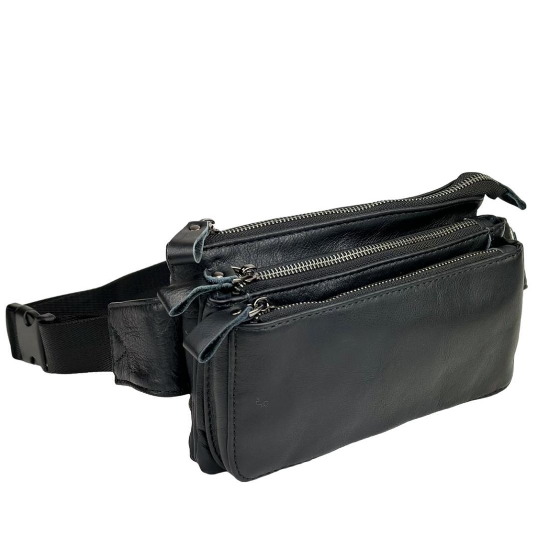Поясная сумка в гладкой коже Royal Bag 6800A Черный (7659)