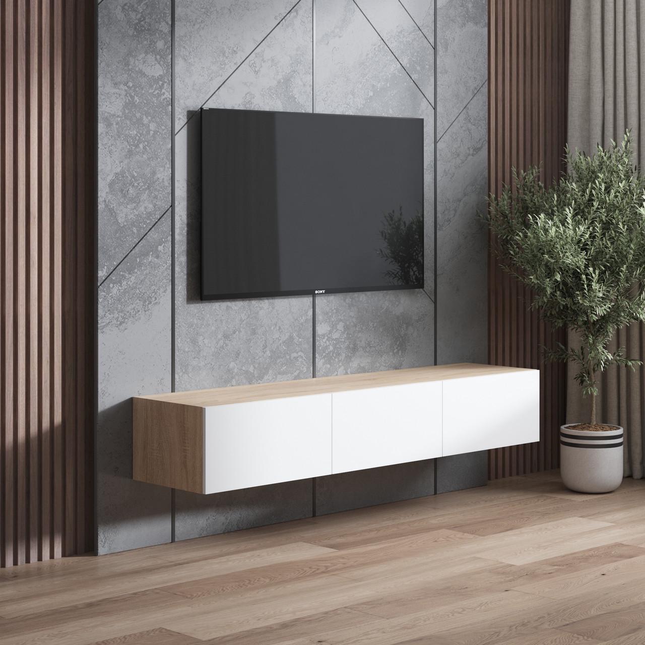 Тумба под телевизор навесная Вайс M-19 1802х418х300 мм Дуб Сонома/Белый (30679362) - фото 1 Тумба под телевизор навесная Вайс M-19 1802х418х300 мм Дуб Сонома/Белый (30679362) - фото 1