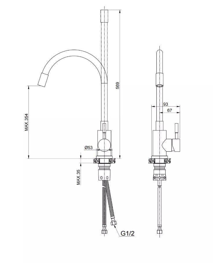 Смеситель для кухни с гибким изливом Alpen Черный - фото 2