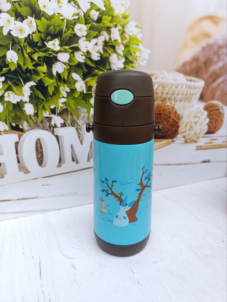 Термос детский Stenson MT-2090-50-5 с трубочкой из нержавеющей стали 500 мл коричнево-синий (MT-2090-50-5)