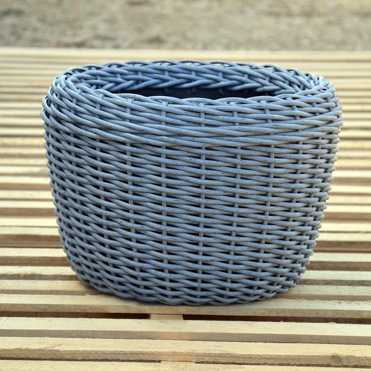 Кашпо для рослин з штучного ротангу 16 л Сірий (11717415) - фото 3 Кашпо для рослин з штучного ротангу 16 л Сірий (11717415) - фото 3