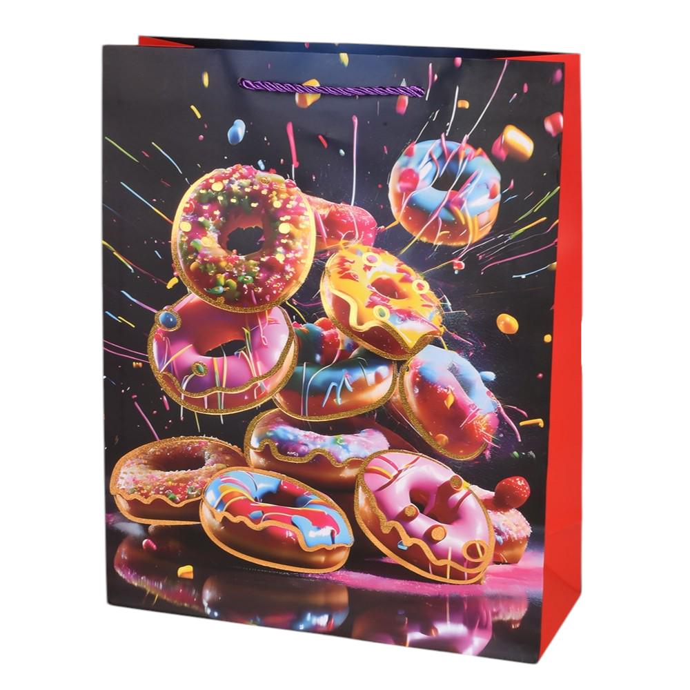 Подарунковий пакет Donuts R34779-L 31х42х12 см Чорний з червоним (34416981)