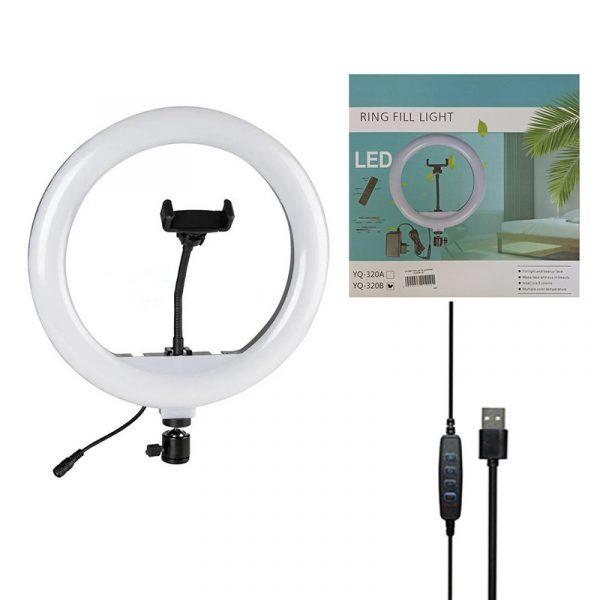 Кольцевая светодиодная LED лампа Mirror MJ26 26 см с штативом 2 м Черный (7306/L) - фото 5