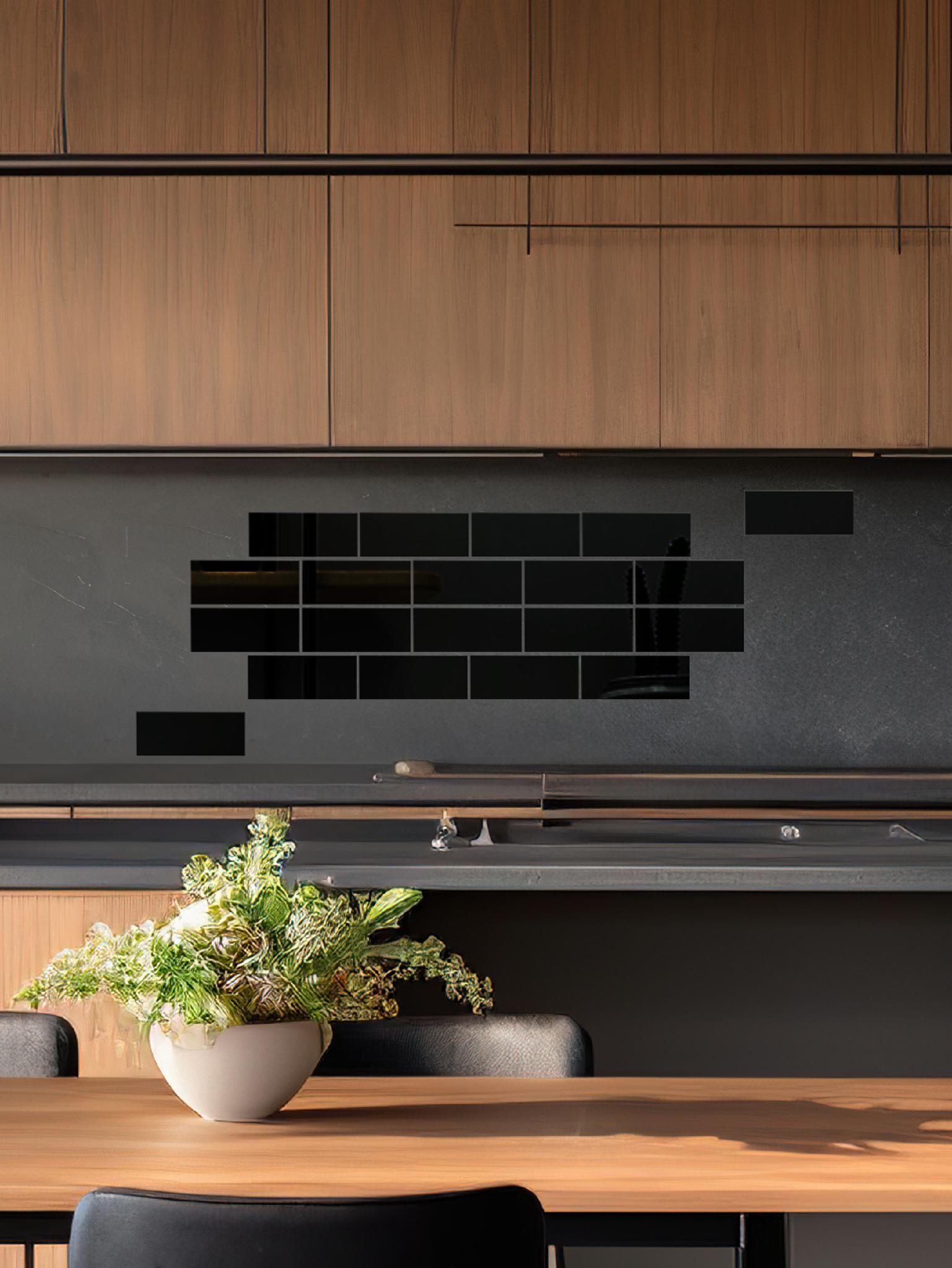 Наклейка интерьерная Кирпички на стену 13,4х5 см 18 шт. Черный (21994081)