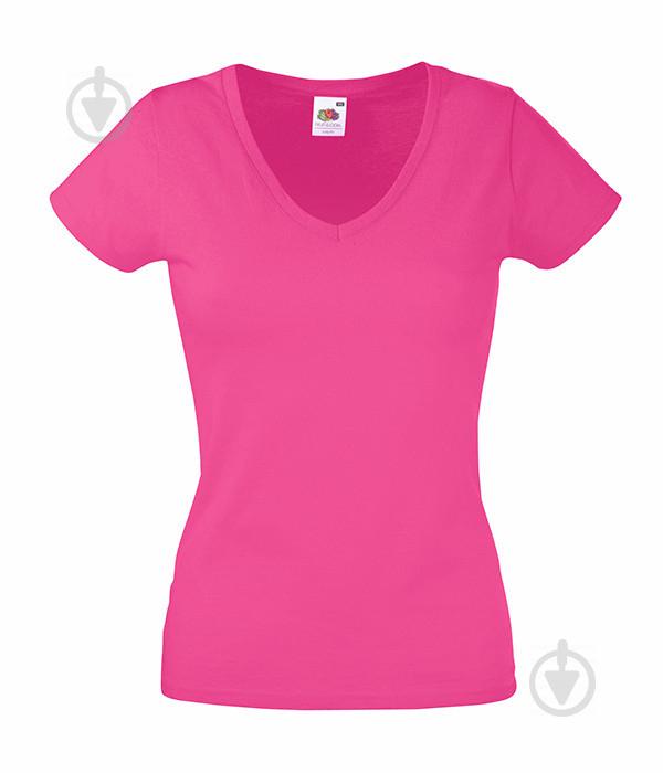 Футболка Fruit of the Loom Lady-fit V-neck L Малиновый (061398057L)