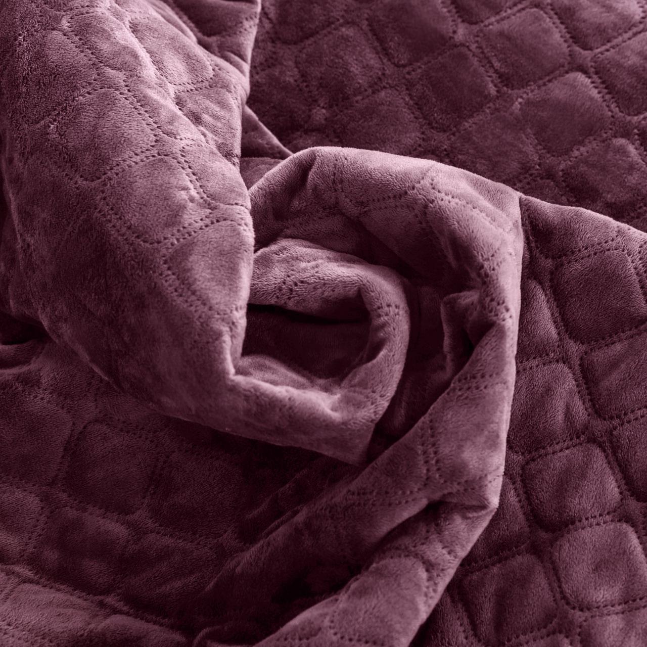 Покривало велюрове м'яке Ромб/круглий полуторне 150х210 см Бордовий - фото 5