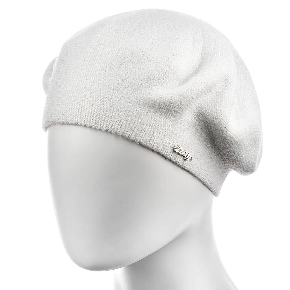 Берет жіночий Zolly ZH76 з люрексовою ниткою подвійного тонкого в'язання Білий