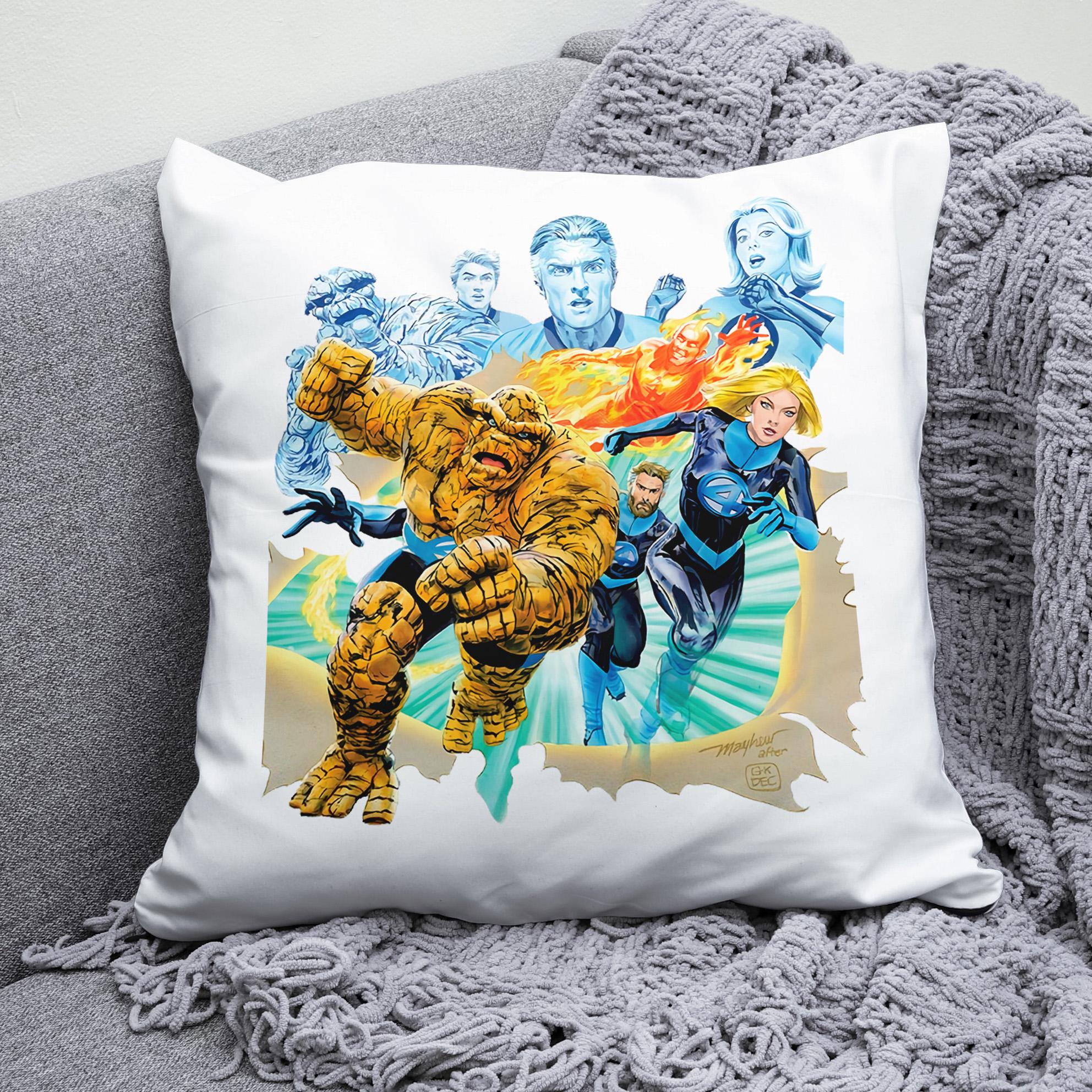 Плюшевая подушка квадрат с принтом Фантастическая четверка