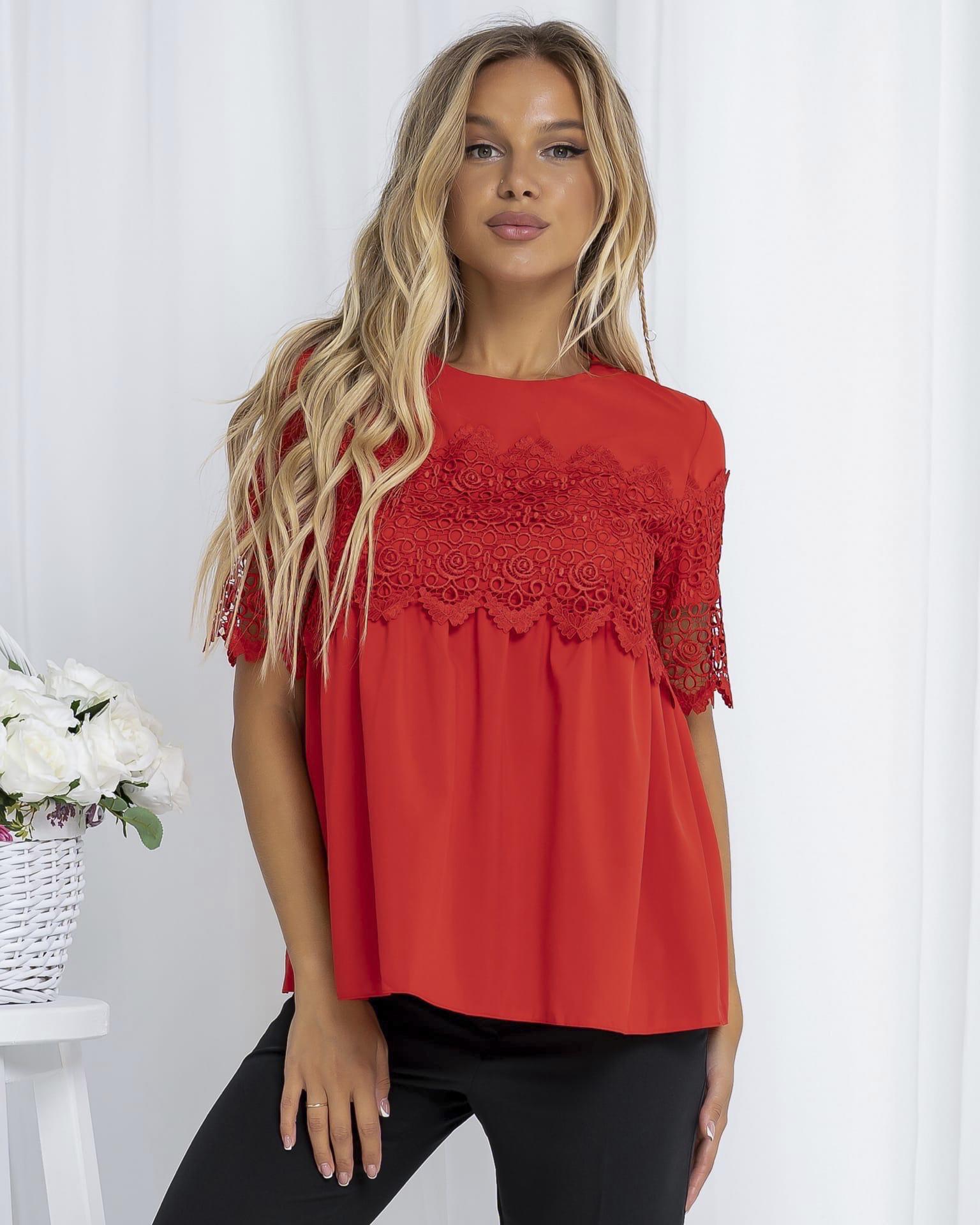 Блуза жіноча р. 42 Червоний (157075) - фото 2 Блуза жіноча р. 42 Червоний (157075) - фото 2