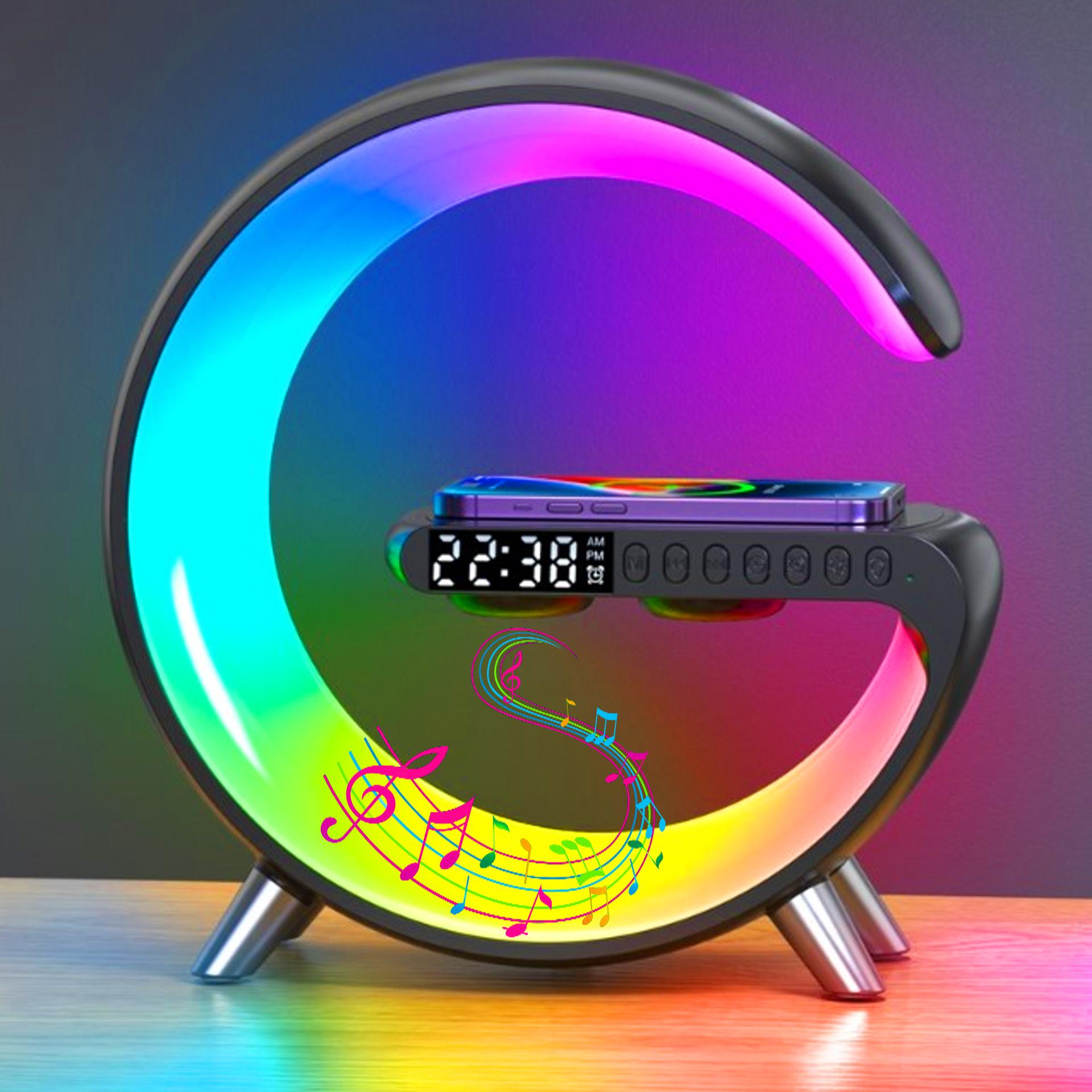 Світильник RGB Bluetooth колонка/годинник/будильник Чорний (AtmosB) - фото 2