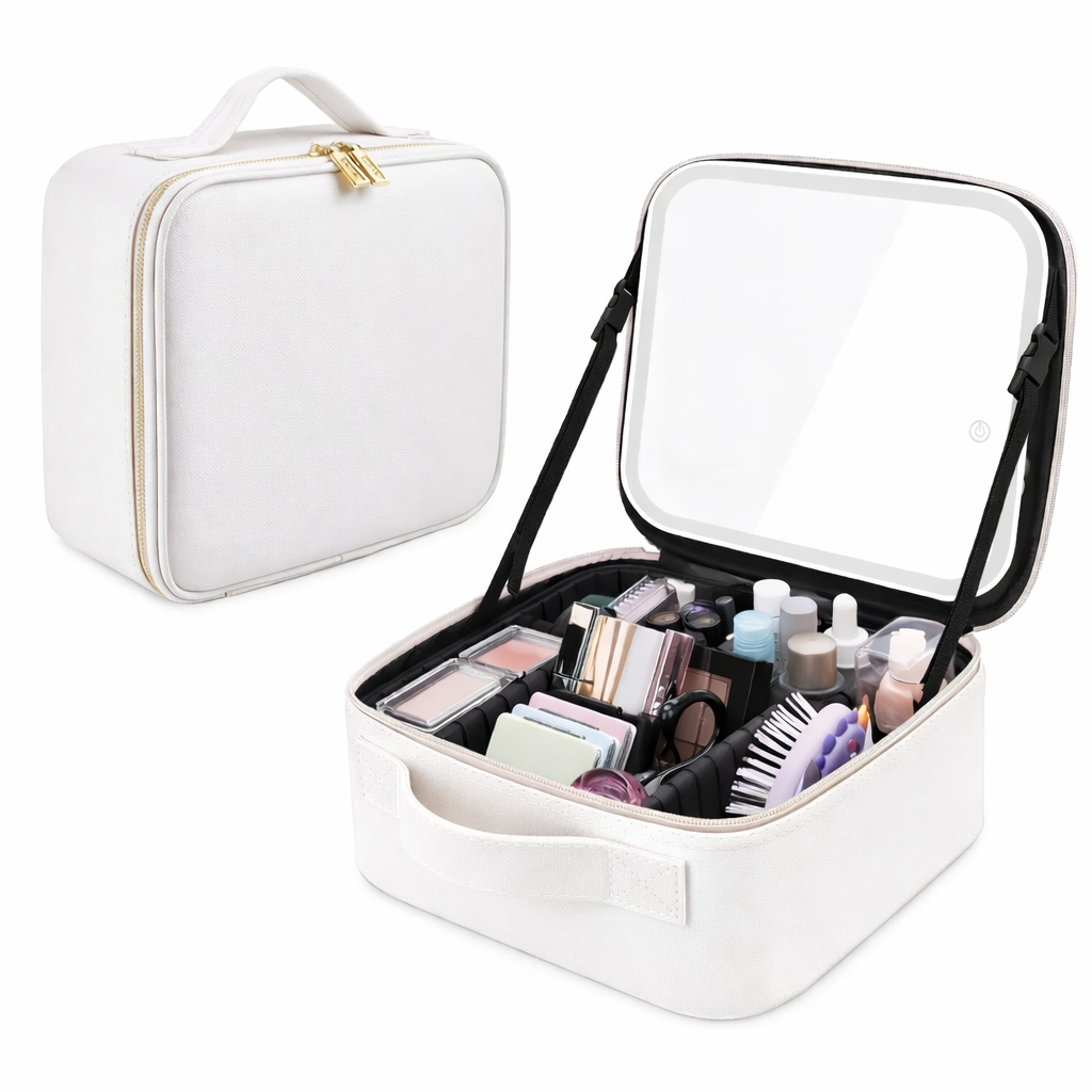 Косметичка-органайзер с LED зеркалом и подсветкой Белый (9007/3)