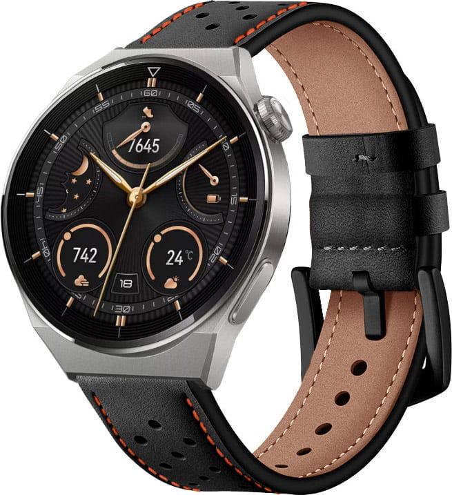 Ремешок кожаный Classico для Huawei Watch GT3 Pro 46 мм Black Orange (37313-54)