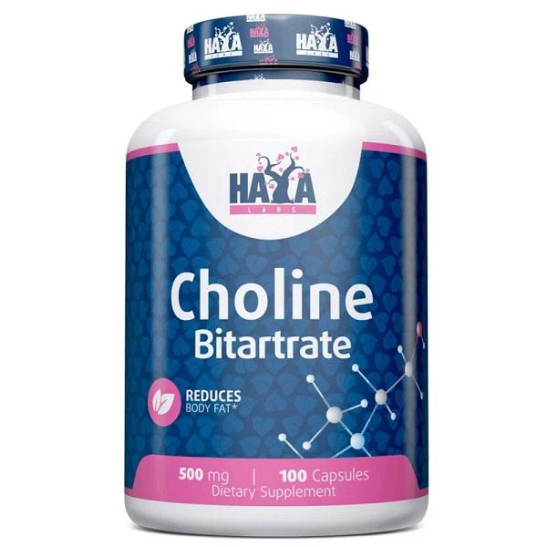 Комплекс для кожи, волос, ногтей Haya Labs Choline Bitartrate 500 mg 100 caps