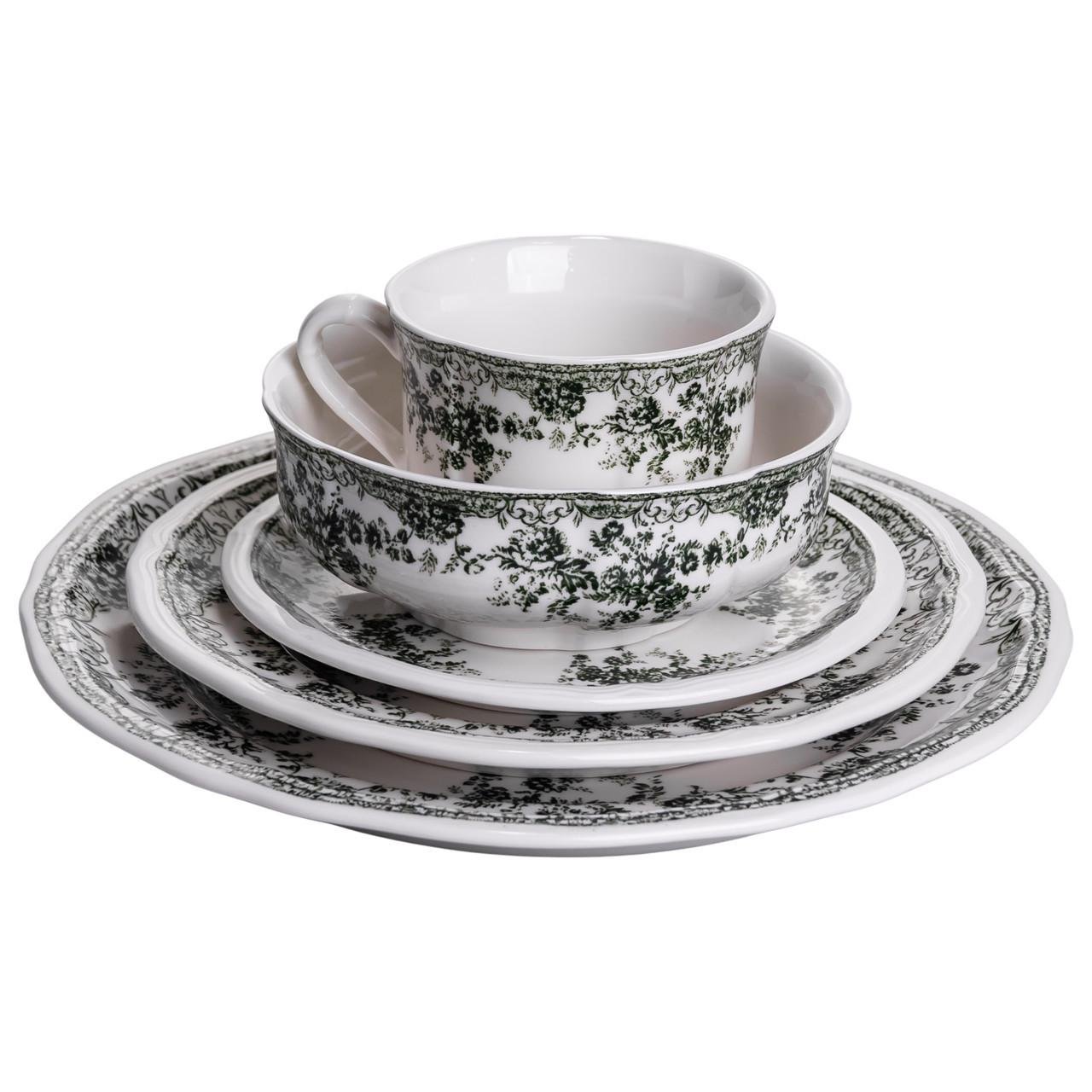 Столовый набор посуды Vintage Elegant 32 предмета на 6 человек фарфоровый Черный (YY78-7A) - фото 6 Столовый набор посуды Vintage Elegant 32 предмета на 6 человек фарфоровый Черный (YY78-7A) - фото 6