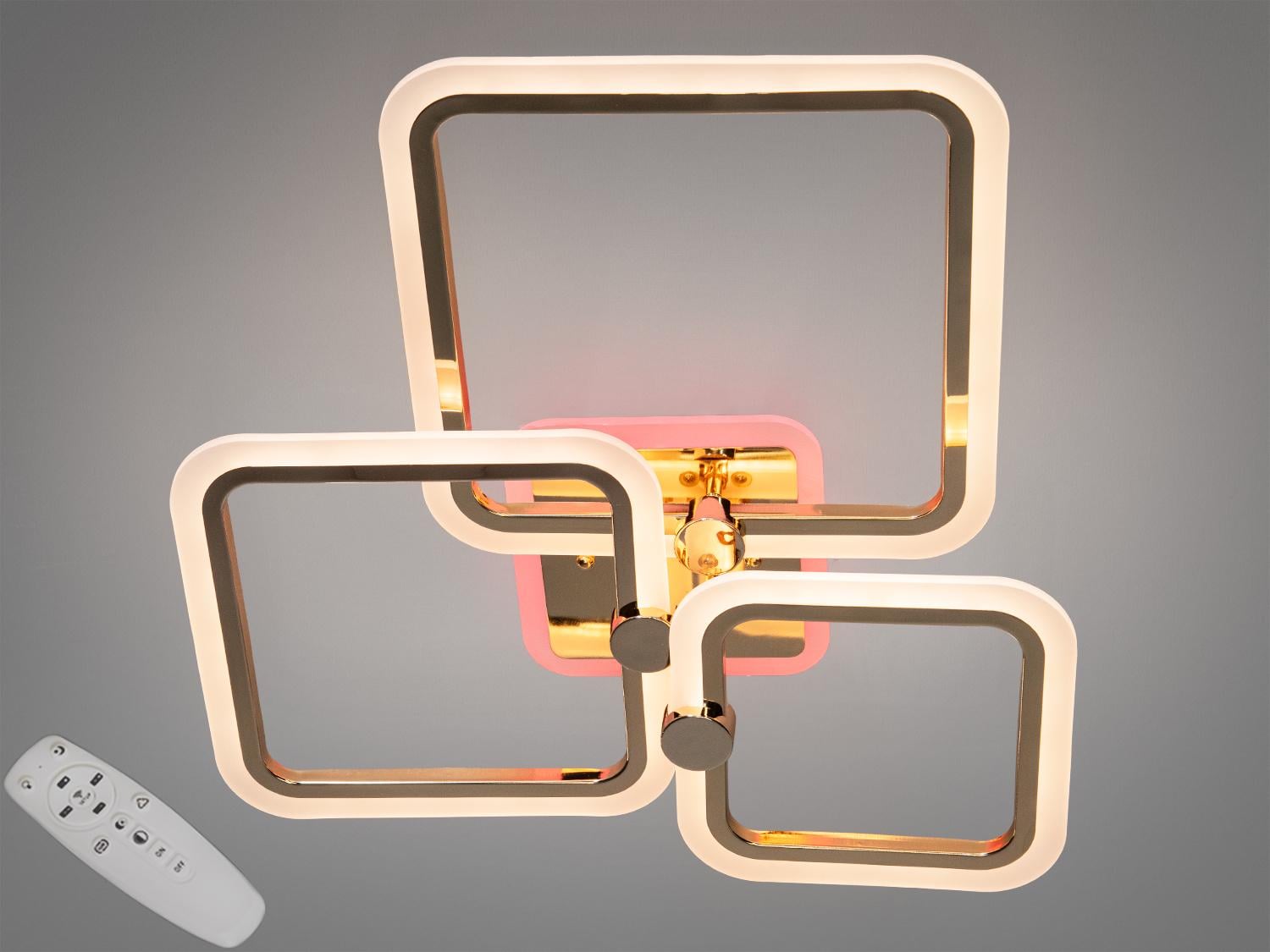 Люстра потолочная LED подсветка/диммер/пульт/ 70W Золотой (8208/3G LED 3color dimmer)