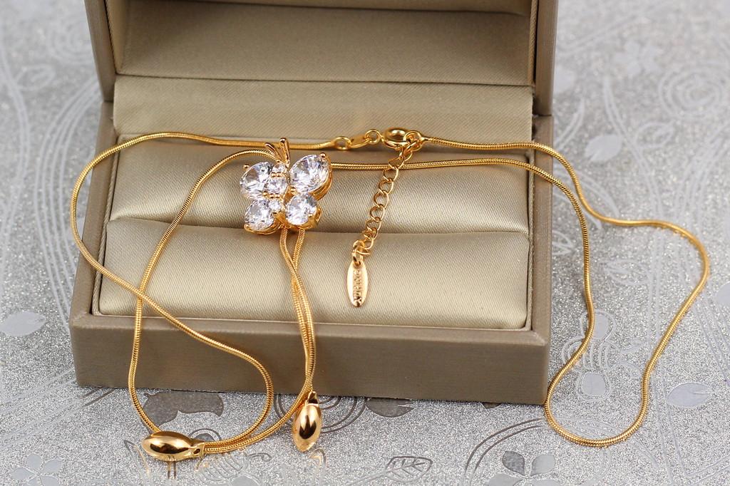 Цепь Xuping Jewelry с кулоном бабочка на бегуне 45 см приложение 5 см Золотистый
