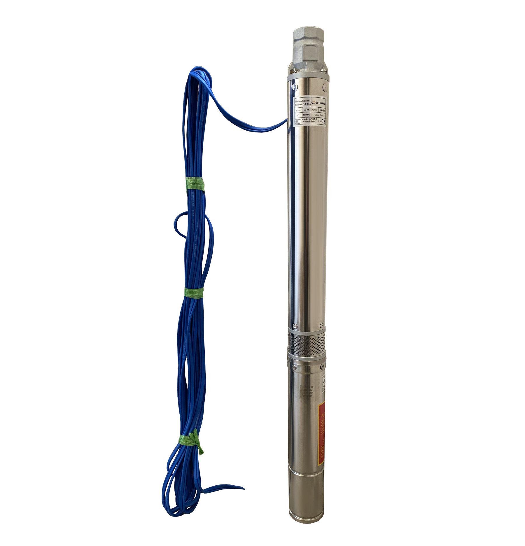 Насос свердловинний Optima PM 3,5SDm3/13 0,55 кВт 79 м з підвищеною стійкістю до піску + 15 м кабель