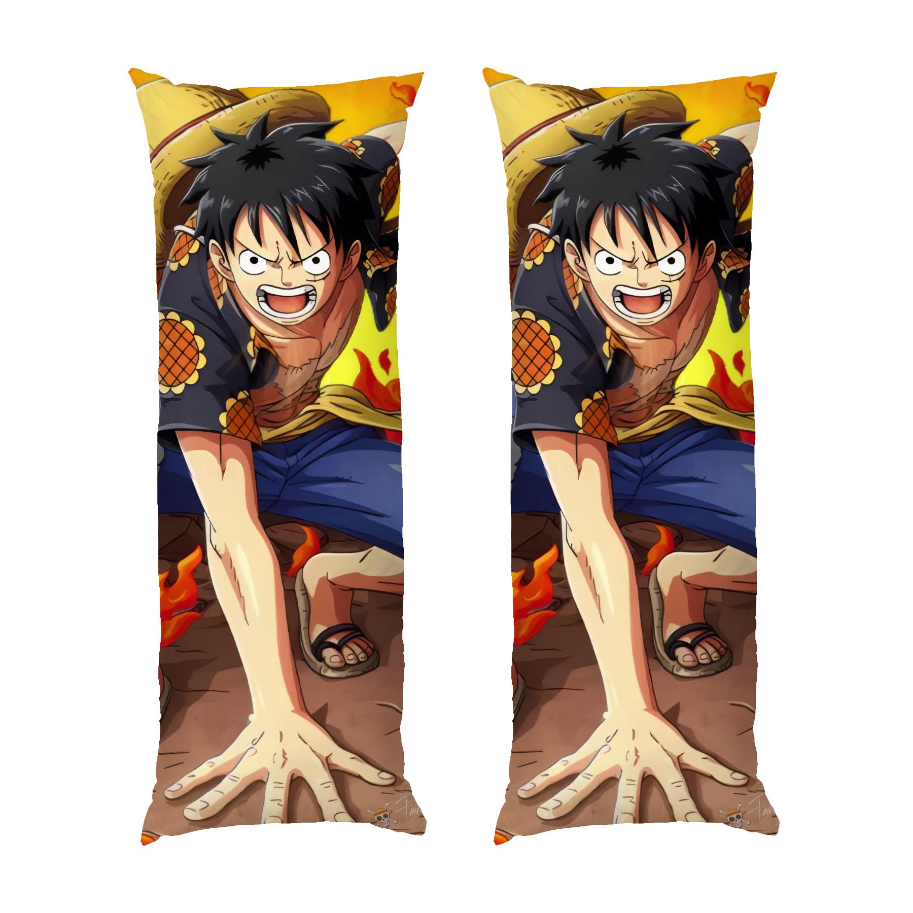 Подушка дакимакура Luffy on fire One Piece габардин 70х30 см (113353)
