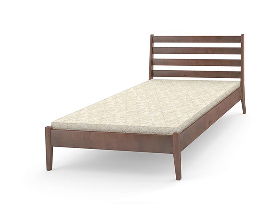 Кровать односпальная MebiGrand Челси из массива сосны 90х200 см Орех темный (23486)