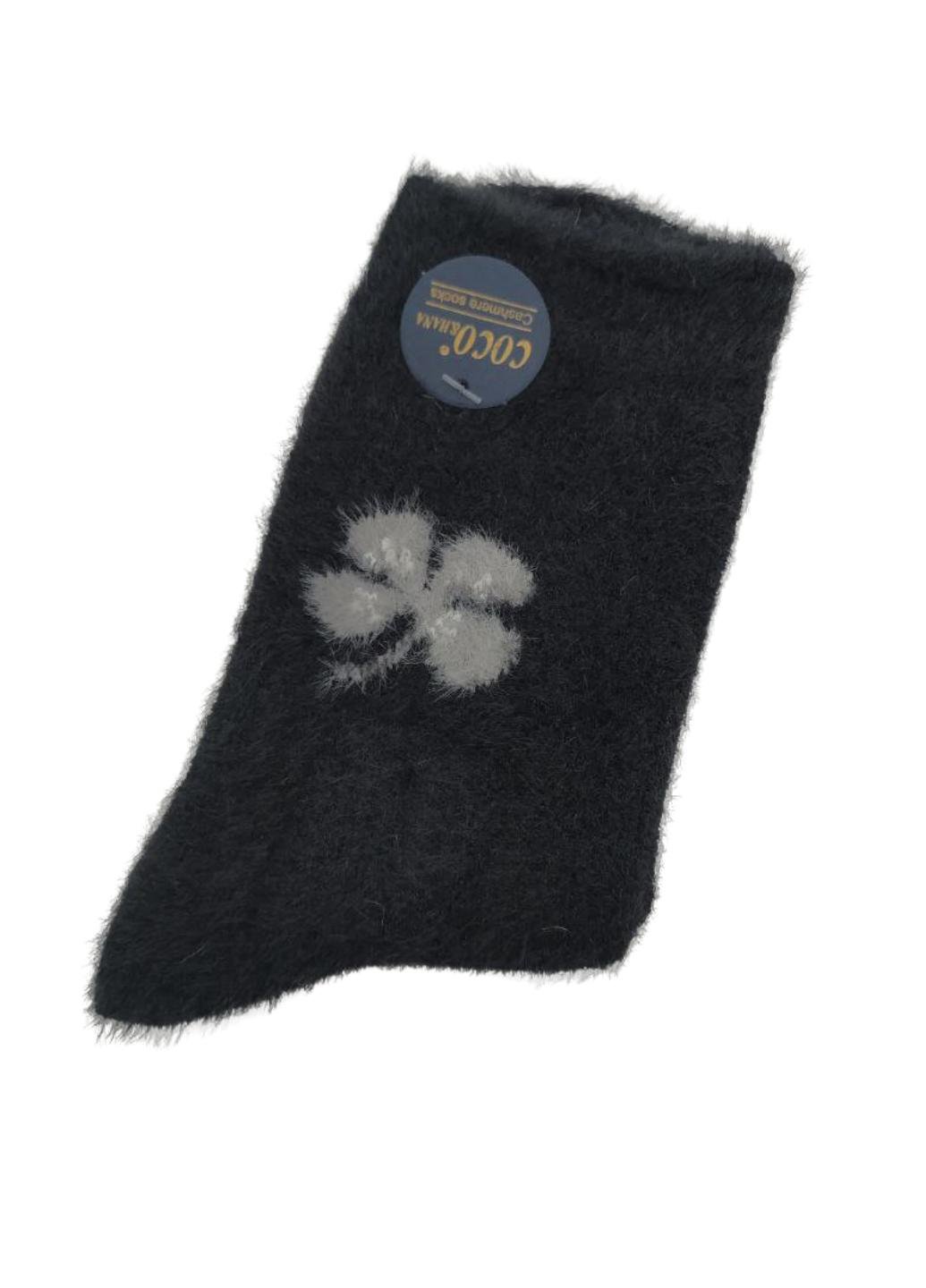Носки женские теплые с мехом норки Flower 915-01 р. 36-41 1 шт. Черный (12562142) - фото 3