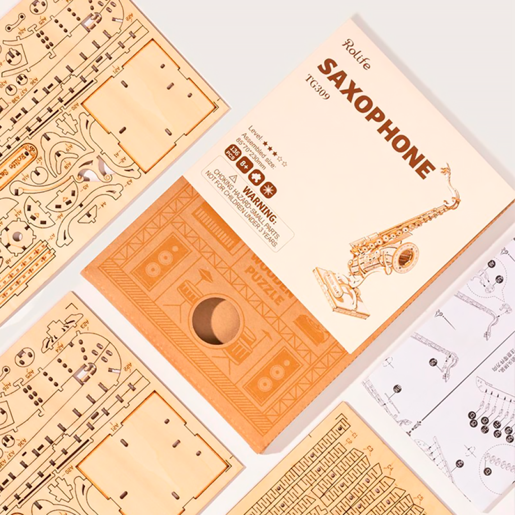 Конструктор деревянный 3D Robotime TG309 Саксофон (1378435) - фото 6