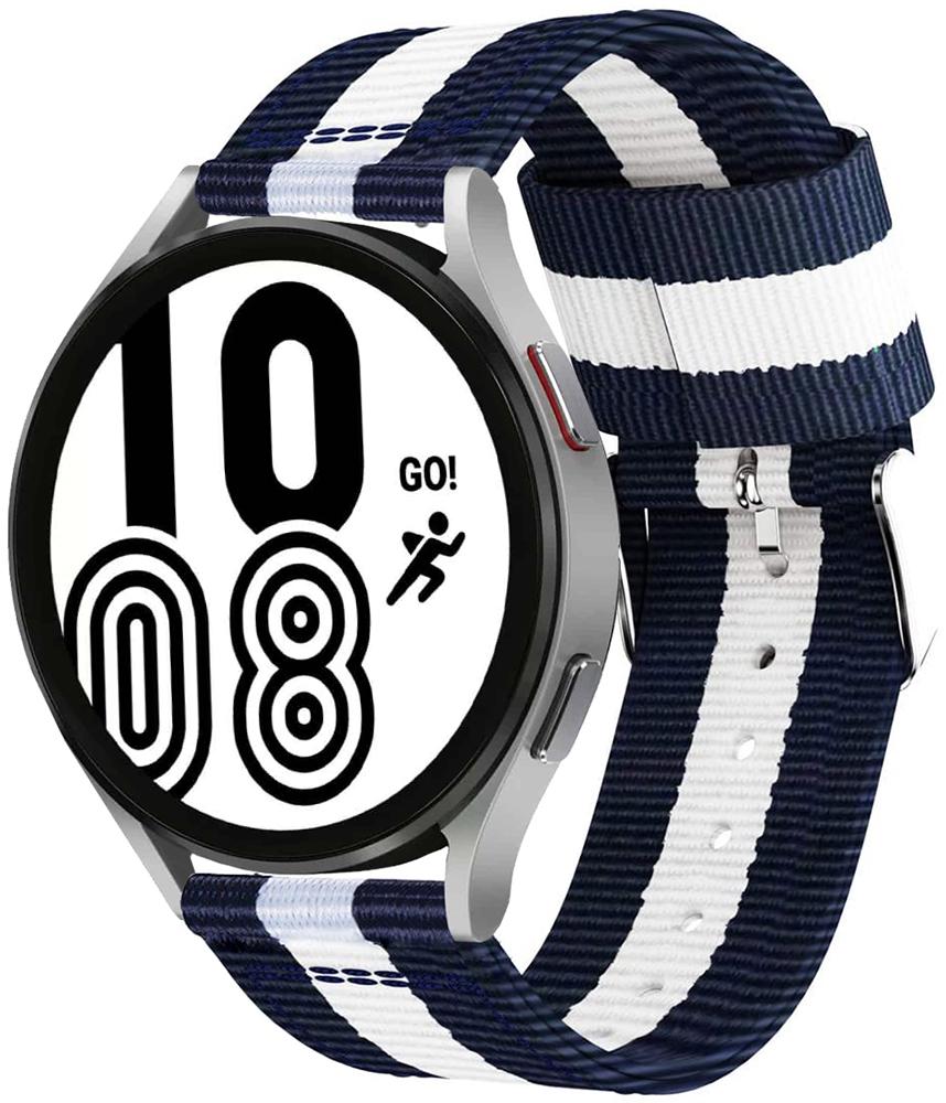 Браслет тканинний Canvas для Galaxy Watch 4 44 мм Blue/White (23505)