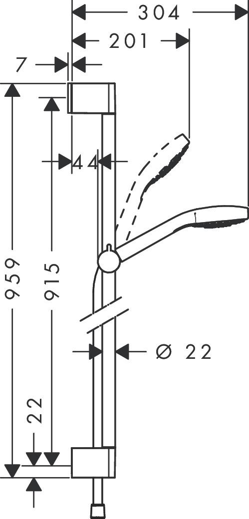 Душевой комплект Hansgrohe Croma Select Е 26594400 со штангой Хром (113671) - фото 4