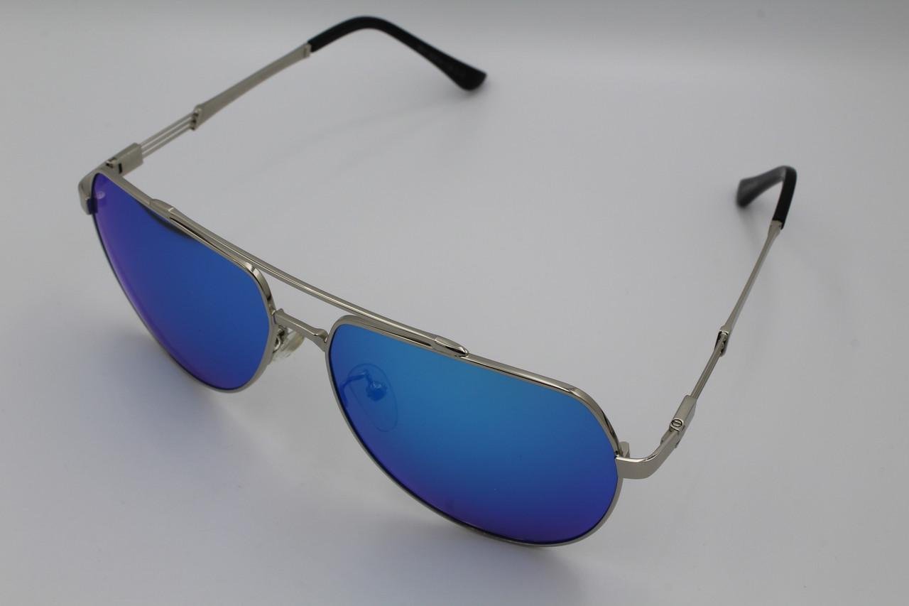 Солнцезащитные очки зеркальные поляризационные Jackfalali aviator Голубой 9111 с2 (2579322821) - фото 4