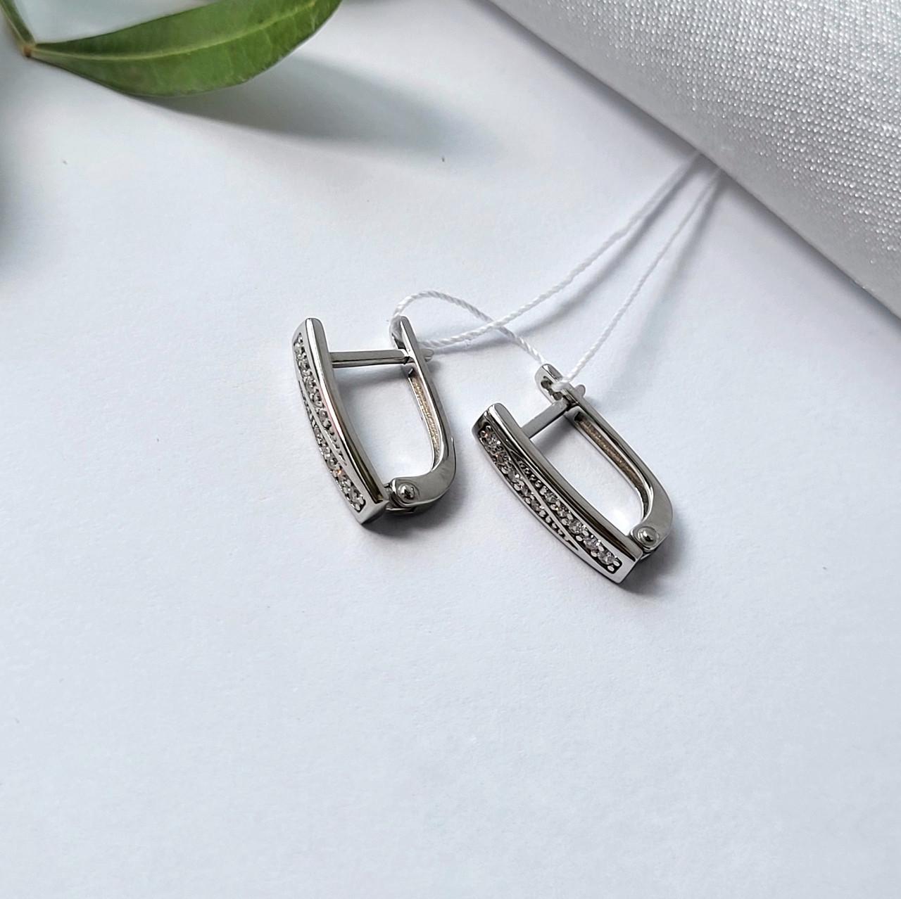 Серьги с белыми камнями серебро 925 пробы 1,65 г (1556)