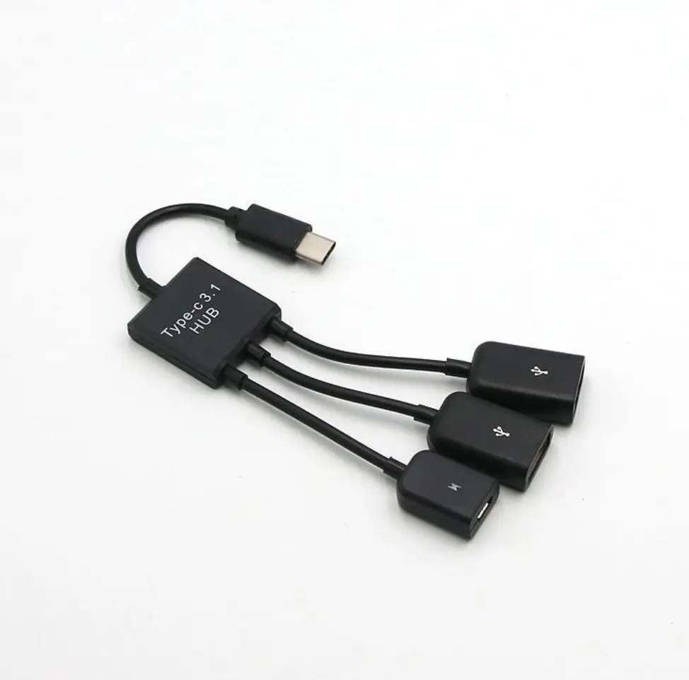 Адаптер OTG USB Hub Micro USB 3 порта (00654)