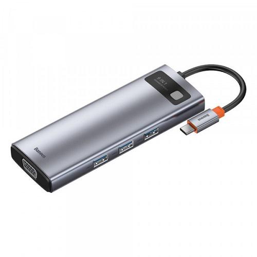 Док-станция Baseus CAHUB-CU0G USB-C Power Delivery 100W 9в1 Grey (10920358) - фото 1